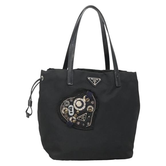 PRADA Tote Bag Nylon Black Silver - Picture 1 of 12